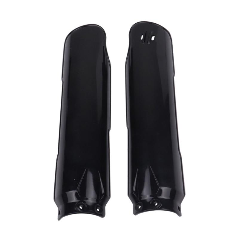 Motorcycle Front Fork Guard Set, Black Lower Suspension Cover Pair with Long Shell Coverage and Left Right Replacement Format for Front Fork Area