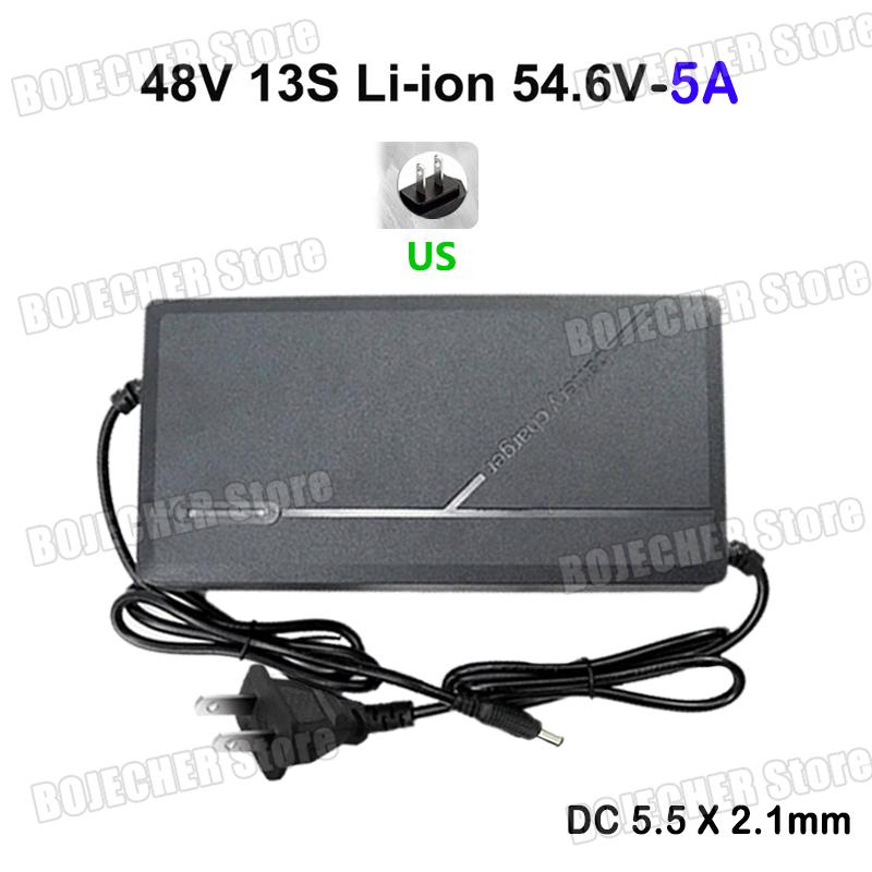 36V 48V 2A 5A Lithium Battery Charger Battery Pack 42V 54.6V 10S 13S Intelligent Fast Charging 110-240V Smart Charger US Plug