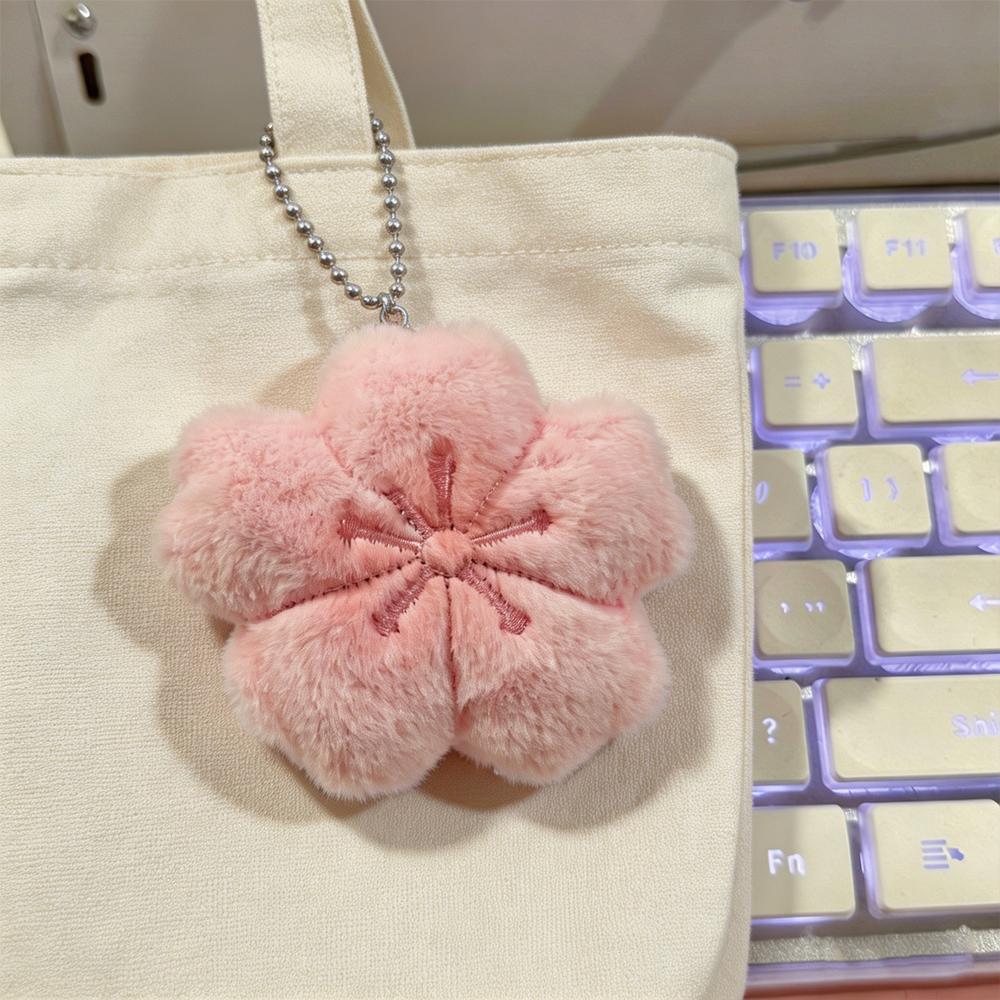 New Sakura Series Healing Plush Doll Keychain Cute Cherry Blossom Keyring Key Backpack Pendant Bag Charm Accessories Gifts