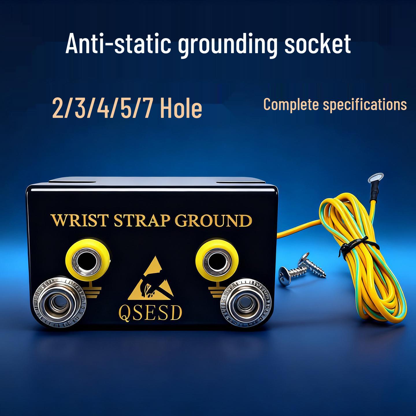

In-Stock L-Shaped Anti-Static 2-Hole Wrist Strap Grounding Socket 2-hole Grounding Socket (Black)