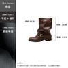 Cowhide Spice Girls Pant Pants Boots Trendy Pleated Buckle Western Cowboy Boots Short Boots