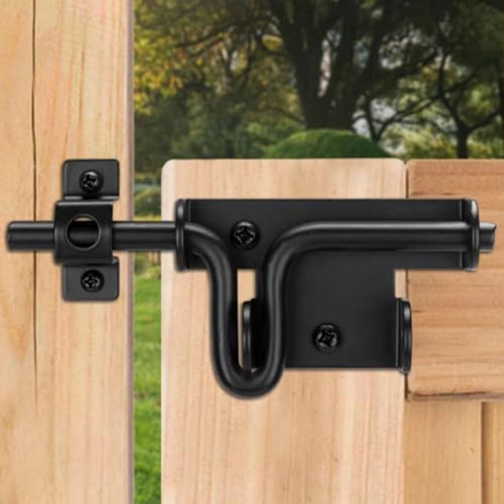 Heavy Duty Door Slide Bolt Lock Black Solid Construction Garden Gate Guardrail Fence Lock Rust-resistant Reinforced Door Lock