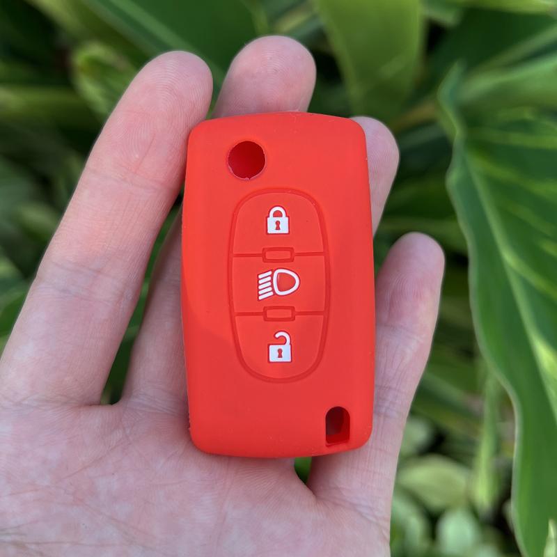 

Silicone Car Key Cover for Citroen C4 2008 Picasso Berlingo C3 C5 X7 Xsara C6 C8 Folding 3 Button Key Case Cover Protection красный