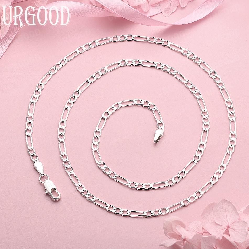 925 Sterling Silver Wedding Jewelry 18-30 Inch 4mm Sideways Necklace