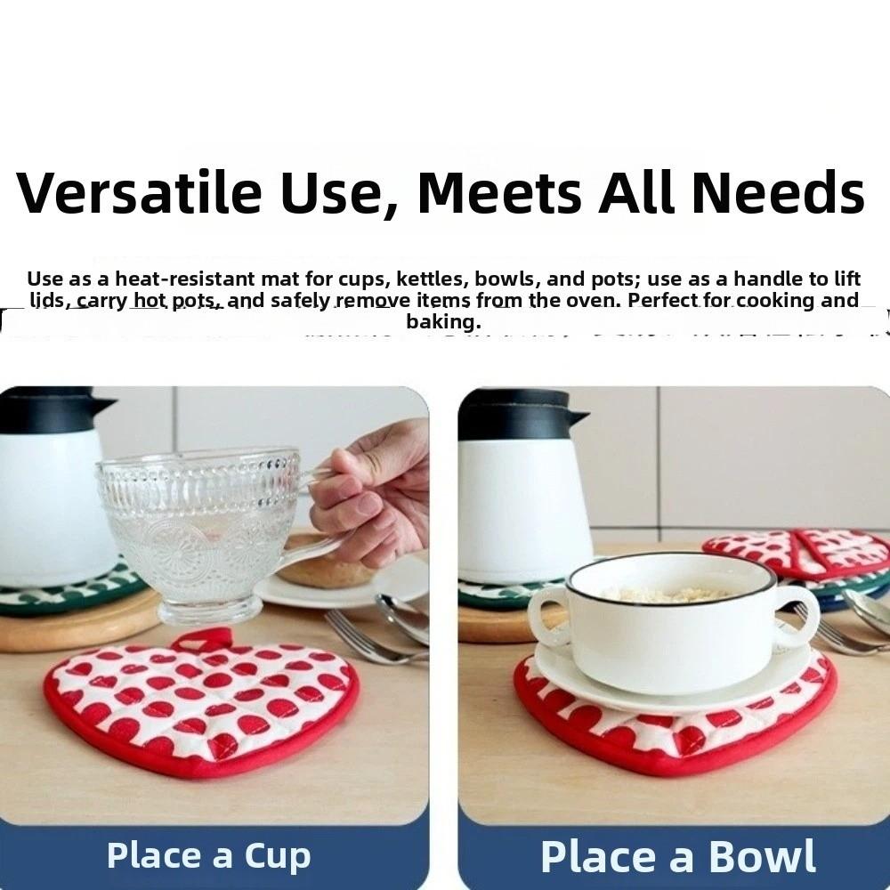 2pcs Heart-shaped Heat Insulation Pad Polka Dot Oven Mitts Anti-scalding Gloves  Oven Use