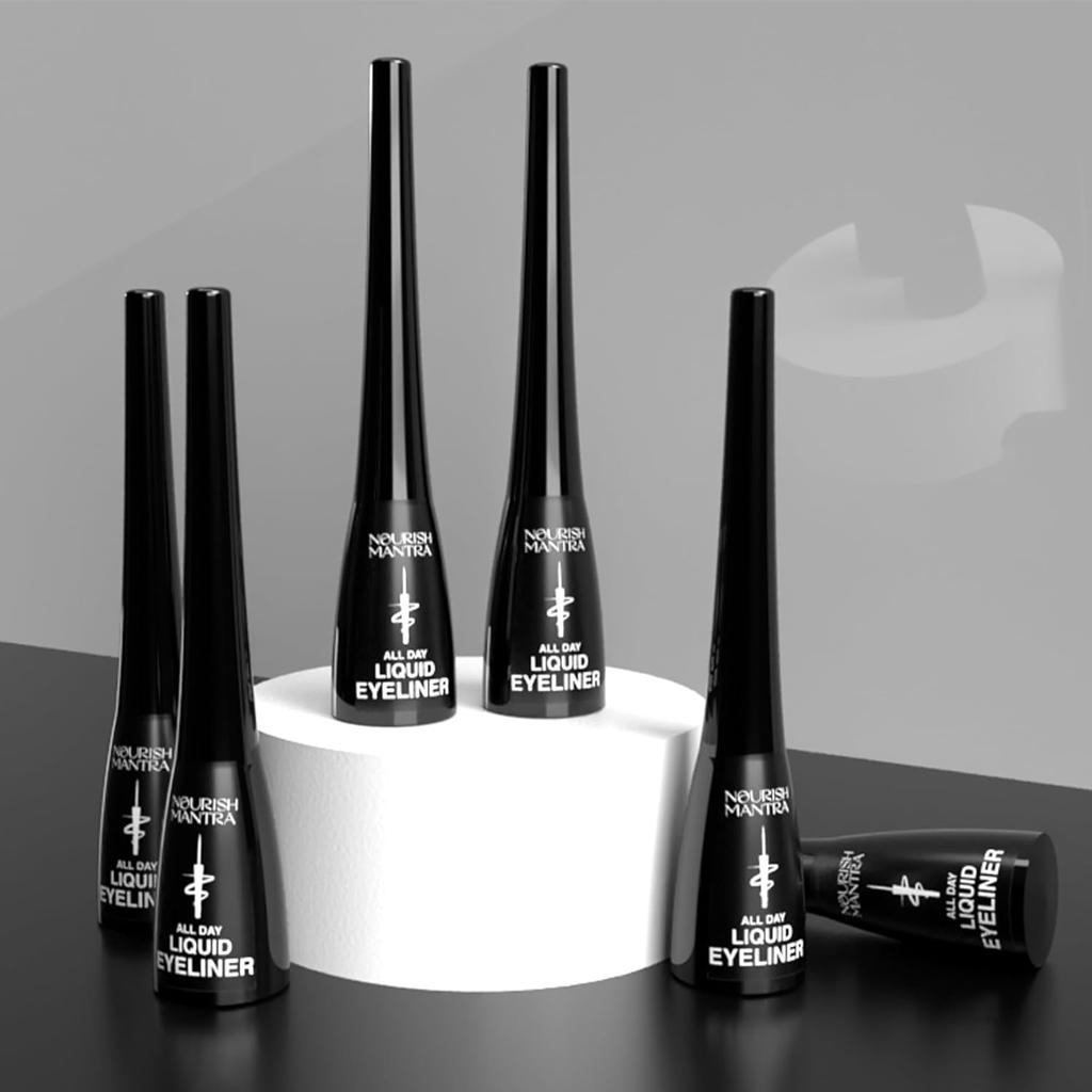 All-Day Liquid Eyeliner 3ml/Formuliert mit Arganöl, Vitamin E & Glycerin /Intensive Pigmentierung/ Wischfest/ Wasserfest/Langanhaltend/Mattes Finish