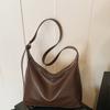 Elegant Soft Leather Tote Bag Lightweight Vintage Underarm Bag Commuting Shoulder Bag  Women