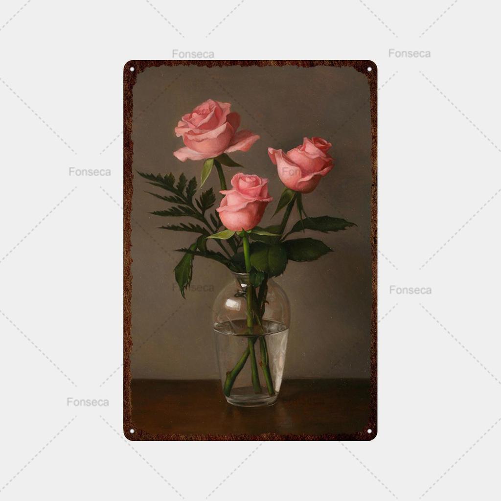 Flower Potted Landscape Metal Sign Vintage Tin Sign Metal Vintage Bar Vintage Wall Decoration Bar Club Man Cave Metal Poster