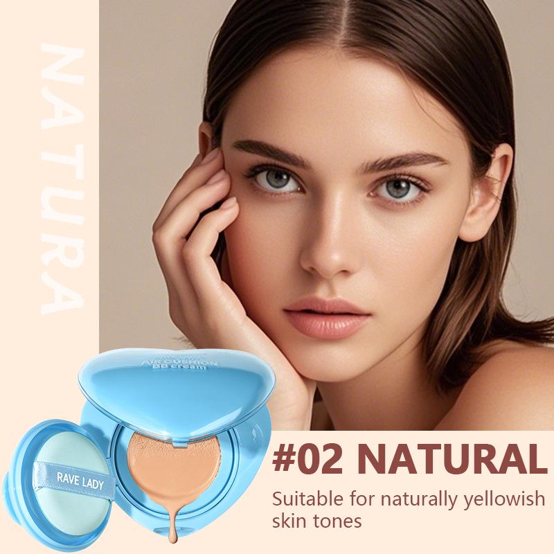 RAVE LADY Love Heart Cushion BB & CC Cream Foundation with Puff Concealer. 20ml