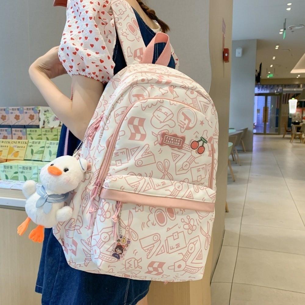Doodle Students Backpack Graffiti Shoulder Bag Large Capacity School Bag  Travel