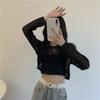 Long Sleeved Hollow Knit Sunscreen Blouse Slim Thin Pullover Women's Crop Top Simple Casual Commuting Spring Summer
