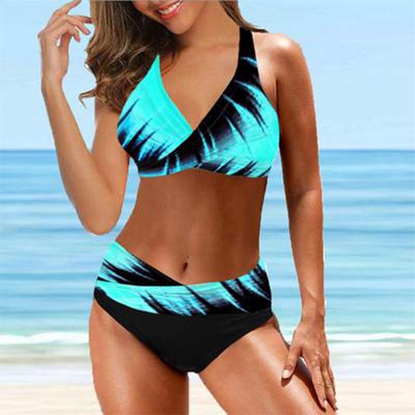 Womens Printed Swimwear Swimsuit Bathing Suit Two Pieces Beachwear Bikini Tankini