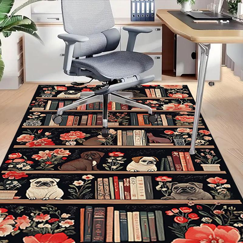 1PC Bookshelf Flowers Extra Large Non Slip Floor Carpet, Office, Family, Bedroom, Studio   Large Area Rug Indoor Rugs, , Vibrant Colors