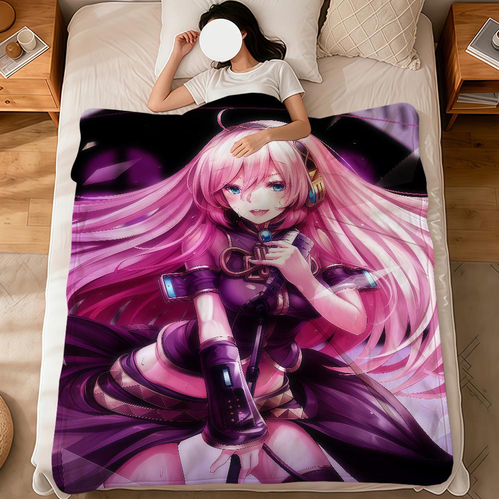Anime Girl Cute Virtual Singer m-Megurine L-Luka Soft Warm Plush Blanket Dormitory Sofa Living Room Hogar Bedroom Gift Nap Home