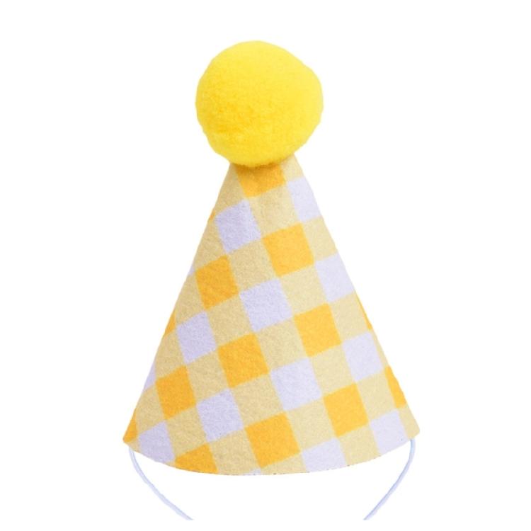 Small Dog Cats Party Hat for Birthday Celebration, Checkered Pet Cap with 10 X 6 Cm Size, Elastic Cord, Costume Headwear for Family Photos