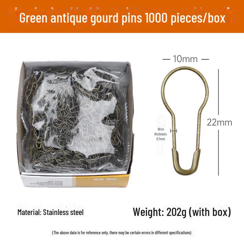 Gourd-Shaped Metal Safety Pins: Iron, Copper, Stainless Steel In Gold, Silver, Black - Clothing Tags/Small Pin Buckles