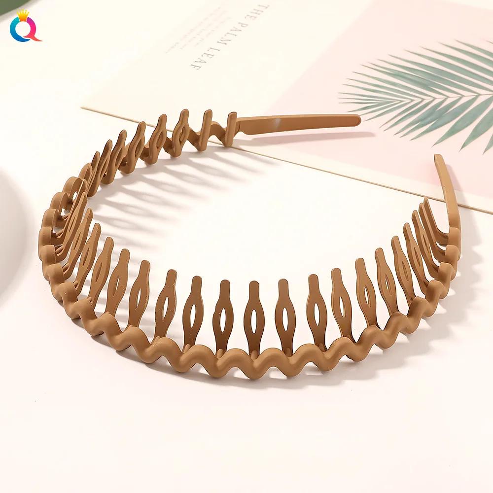 Einfaches mattes Kettengewelle gezahntes Haarband Finishing für abstehende Haare Kopfband Outdoor Haarreifen zum Gesichtwaschen Kopfbedeckung Haarschmuck