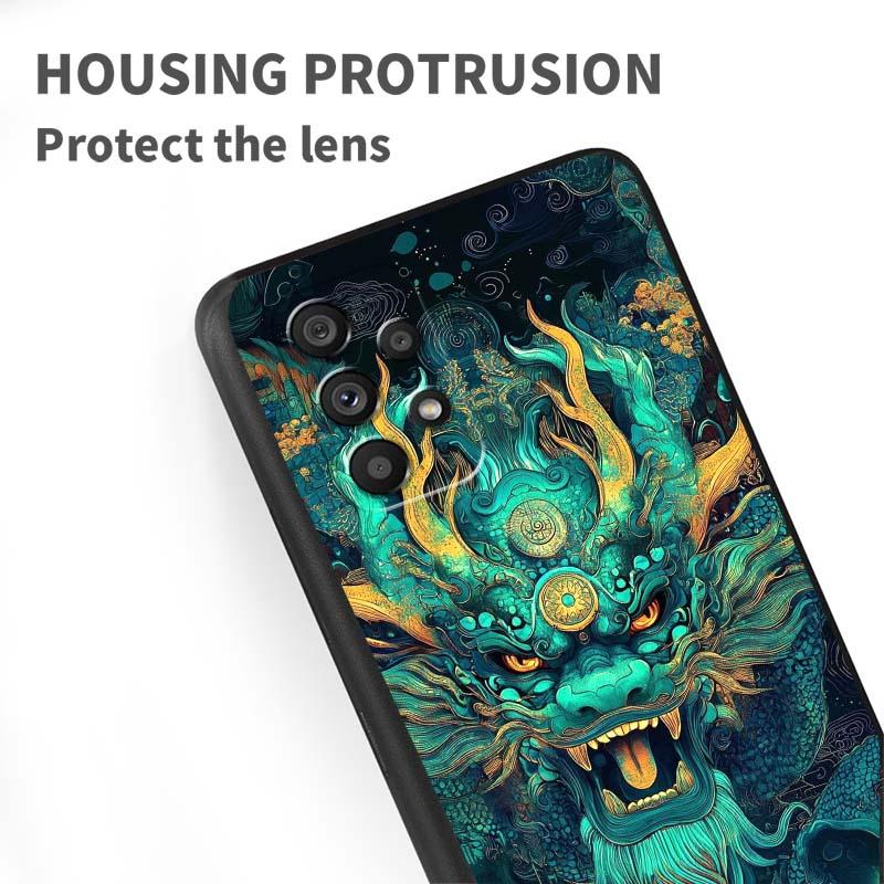 Anime Dragon Design For Samsung A73 A72 A71 A55 A54 A53 A52 A51 A13 A22 A16 A15 A12 A14 A26 A07 5G Black Phone Case