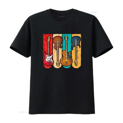 Retro Vintage Gitarre T-Shirt Für Männer Jungen Musikband Gitarrist vintage Gewaschenes Oberteil Für Den Alltag graphic Stilvoll Bequem