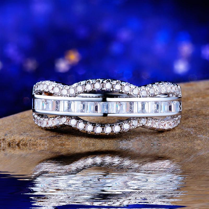 European-American Personality Wavy Micro-Inlaid Couple Christmas Mesh Ring
