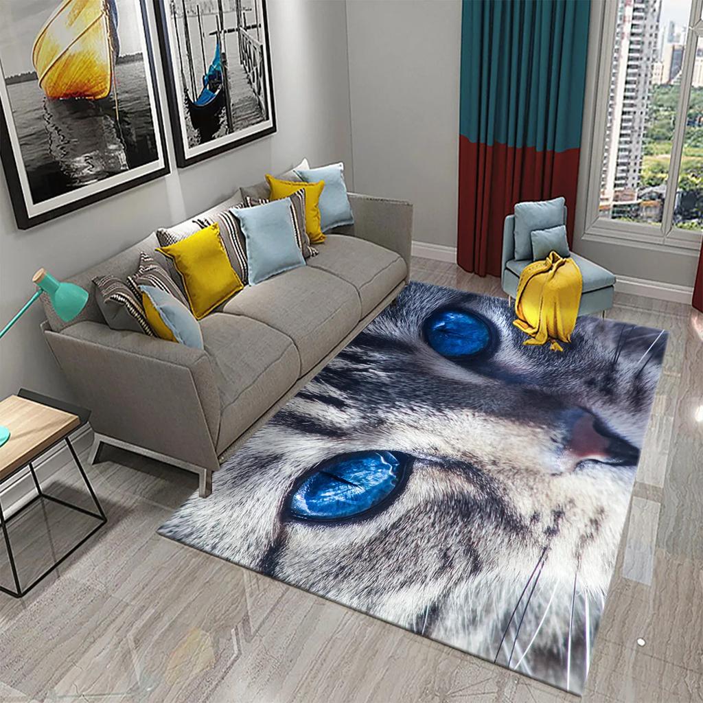 3D Animal Eyes Carpet Wild Animal Eyes Mat for Living Room Bedroom Bathroom Kitchen Floor Mat Door Mat Children Play Rest Carpet