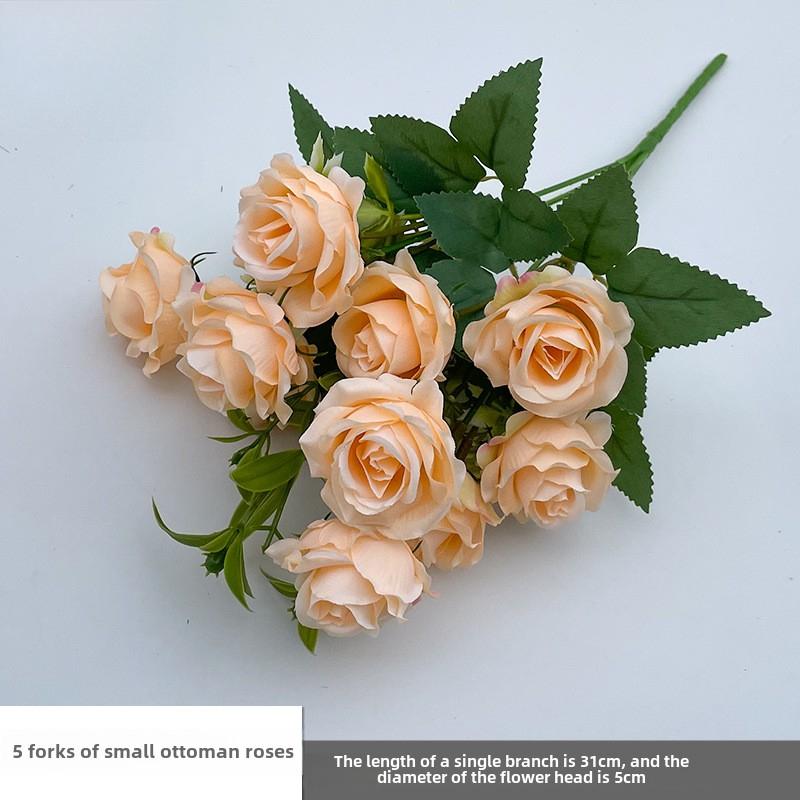 

5-Fork Small Handle Aos Rose, High-end European Oil Painting Tea Rose, Home Soft Decoration Fake Flower, Commercial Beautiful Chen Simulation Flower