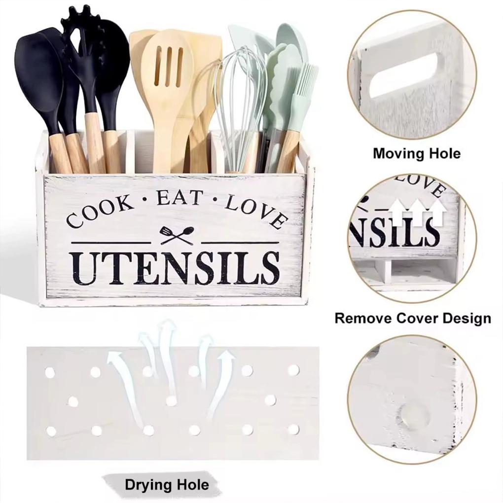 Cutlery Organizer Wooden ForUtensil Holder Kitchen Kitchen ForUtensil Holder Holder Wooden Table