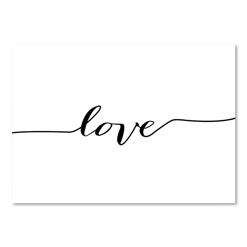 Schwarz-weißes Lebenszitat auf Leinwand, Gemälde im skandinavischen Stil, Liebesposter und Druck, nordische Wandbilder für Wohnzimmer, Heimdekoration