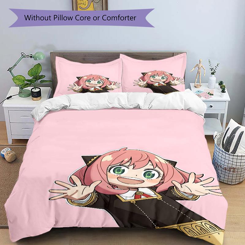 Anime Character Print 3Pcs Bedding Setduvet Cover With 2 Bedropillowcase Home Birthday Gift