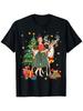 1950S Vintage Christmas T-Shirt Featuring a Girl And Reindeer, Designed with a Crew Neck And Slight