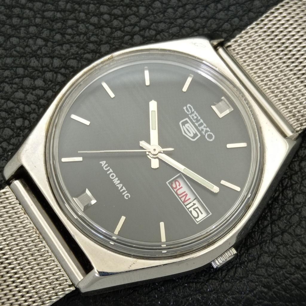 VINTAGE SEIKO 5 AUTOMATIC 6309A JAPAN MENS BLACK COLOR DIAL WATCH a701651-5 R206c-a701651