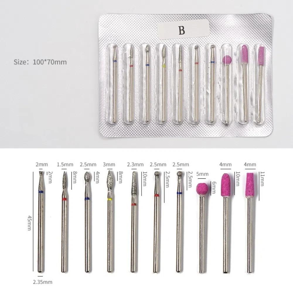 10Pcs Russian Style Nail Art Drill Bit Kits Cuticle Nail Grinding Bits  for Manicure Machine