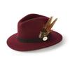Solid Sheep Felt Hat Leather Trim Felt Hat Fashionable Wool Top Hat With Feathers