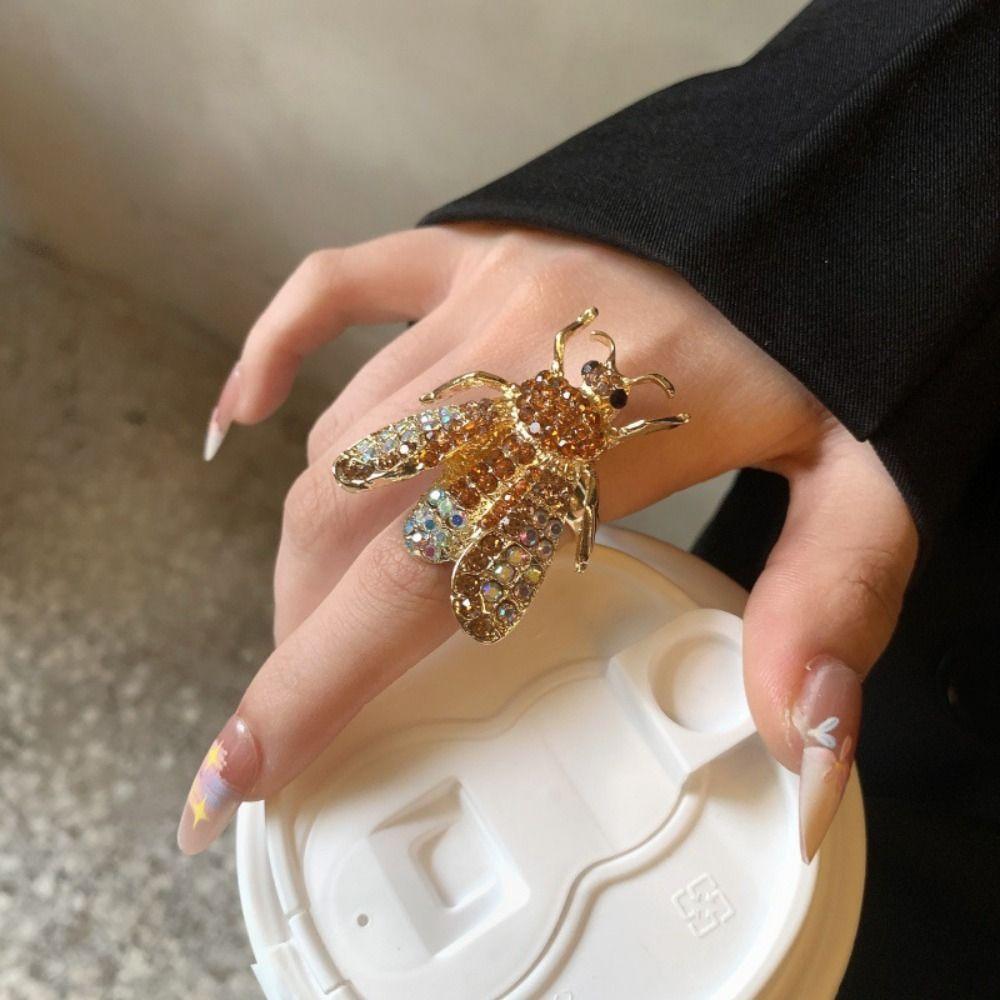 Strawberry Enamel Fruit Ring Korean Style Chunky Enamel Ring Cute Insect Drip Oil Ring  Couple
