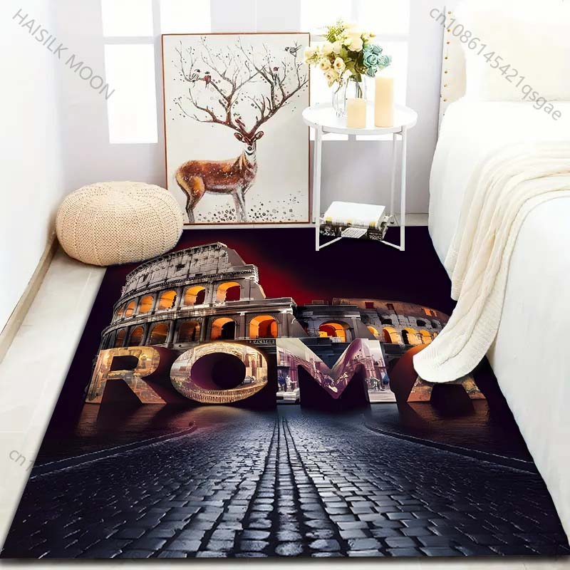 1PC Rome Colosseum Print Carpet Living Room Bedroom Bedside Sofa Aisle Corridor Floor Mat Modern Home Decor Area Rug