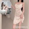 New sexy nightdress women's summer suspender ice silk ins print pure desire plum blossom suspender nightdress