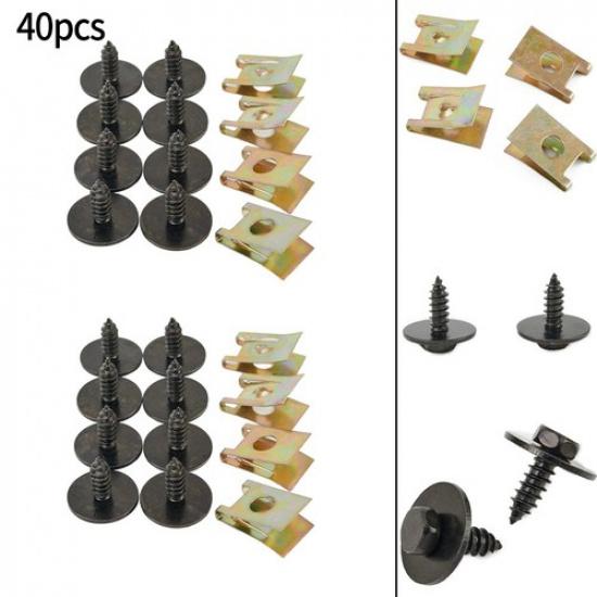 Mud Flaps Clips Sheet Metal Clip Fixing 40Pcs pack For Speed Fastener