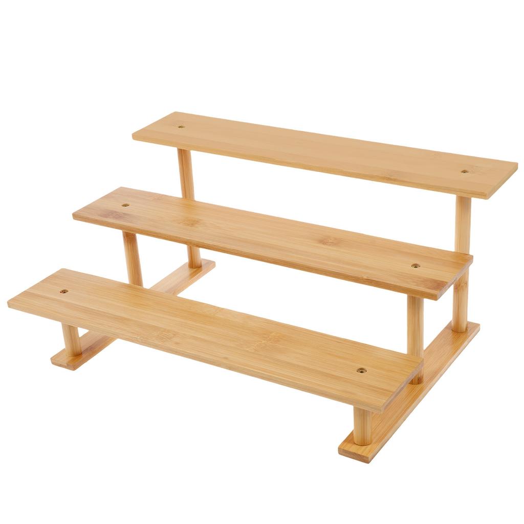 Bamboo Display Stand Perfume Makeup Riser Cupcake Jewelry Figurines Display Shelf Organizer Tabletop Desktop Storage