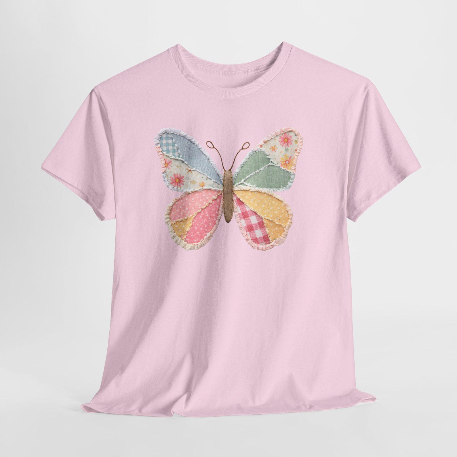 Patchwork Butterfly Tee | Pastel Floral Patchwork Butterfly Shirt S