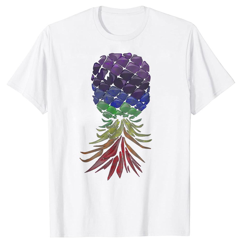 Funny Swinger Rainbow Pineapple Upside Down T-shirts Men Women Fashion Casual Tshirt 100% Cotton Loose Oversized T Shirt Summer