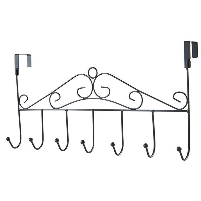 Over Door Metal Hanger Bracket 7 Hooks Towel Hat Coat Hooks Iron Hook Hanging Storage Rack Overdoor Organizer Accessories
