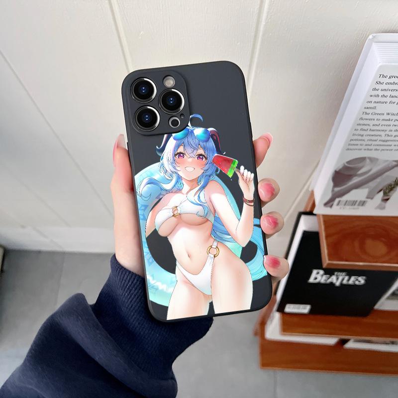 Genshin Impact Sexy Girl Original Square Liquid Silicone Phone Case For iPhone 14 11 12 13 Pro Max X XS XR 7 8 Plus DIY Cover