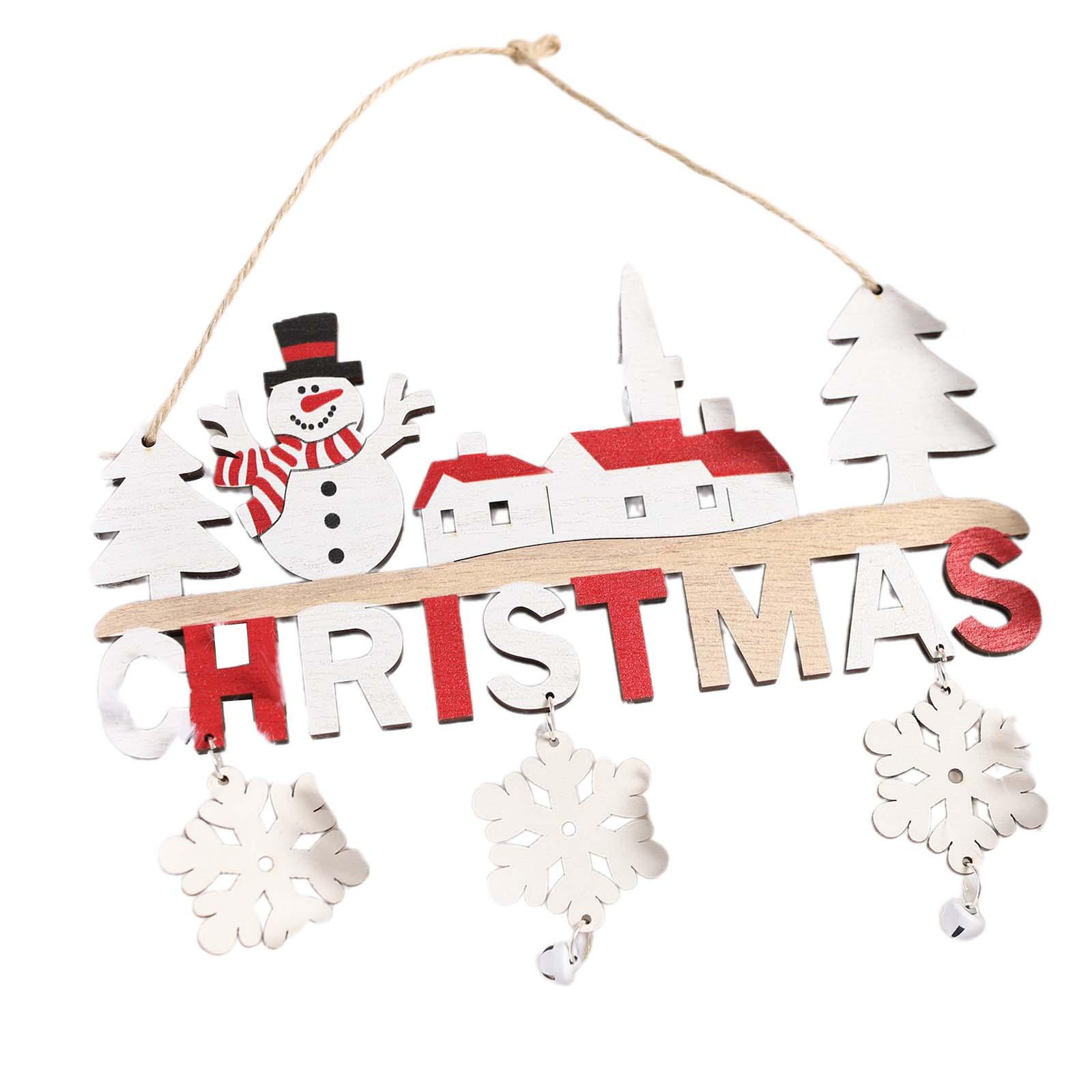 

Wooden Christmas Hanging Pendant Fireplace Party with Bells Door Plaque Sign