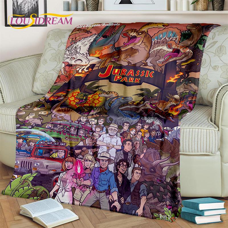 Jurassic Park Dinosaur 3D Cartoon Blanket,Flannel Throw Blanket for Home Bedroom Bed Sofa Picnic Office Hiking Leisure Nap Gift