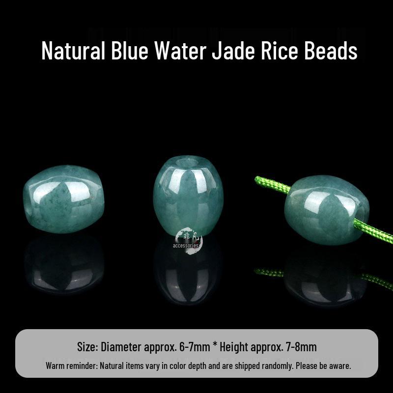 Natürliches Blaues Jade Hirseperlen Armband Zubehör - Kleine Tonnenperlen zum DIY Auffädeln