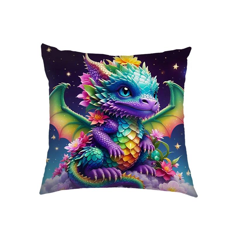 Niedliche Drachenbaby Kissenbezüge Fantasy Elfenmädchen Kissenbezüge Heimdekoration Schlafzimmer Büro Kissenbezug Zierkissenbezug Geschenk
