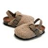 Autumn Winter New Kids Cork Sandals - Suede Lined Warm Sandals for Boys & Girls, Outdoor Wear Non-Slip Children's Footwear KWN