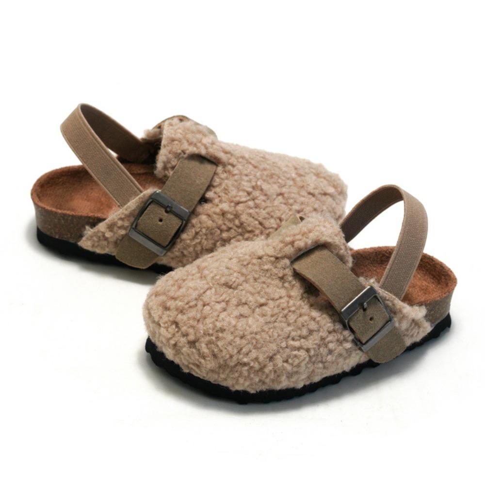 Autumn Winter New Kids Cork Sandals - Suede Lined Warm Sandals for Boys & Girls, Outdoor Wear Non-Slip Children's Footwear KWN