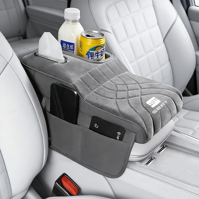 IFGU2 Soft Comfortable All-match Premium Velvet Surface Armrest Box Cushion For Seat FR Leon IBIZA Arona Arosa Ateca ExeoMiiToledoLeon