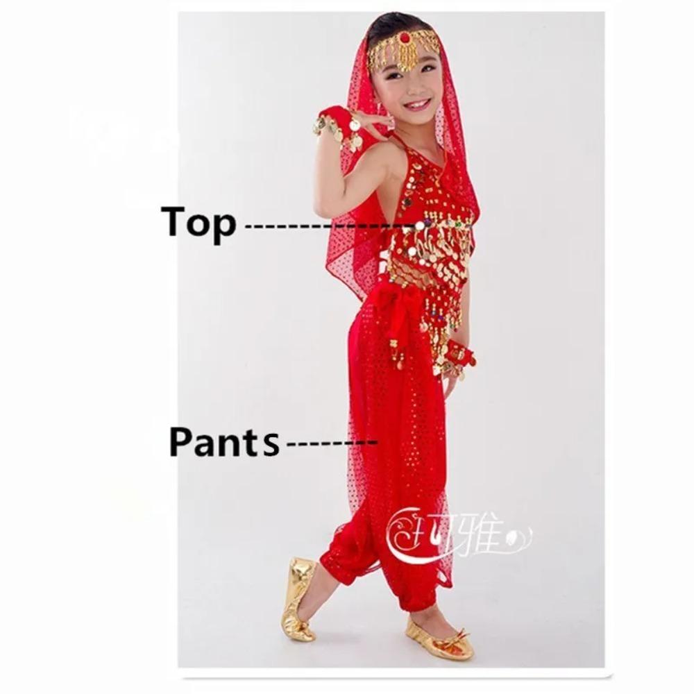 Ensemble Costumes de Danse du Ventre Enfants Danse Orientale Filles Danse du Ventre Inde Vêtements de Danse du Ventre Enfant Enfants Indien 6 Couleurs